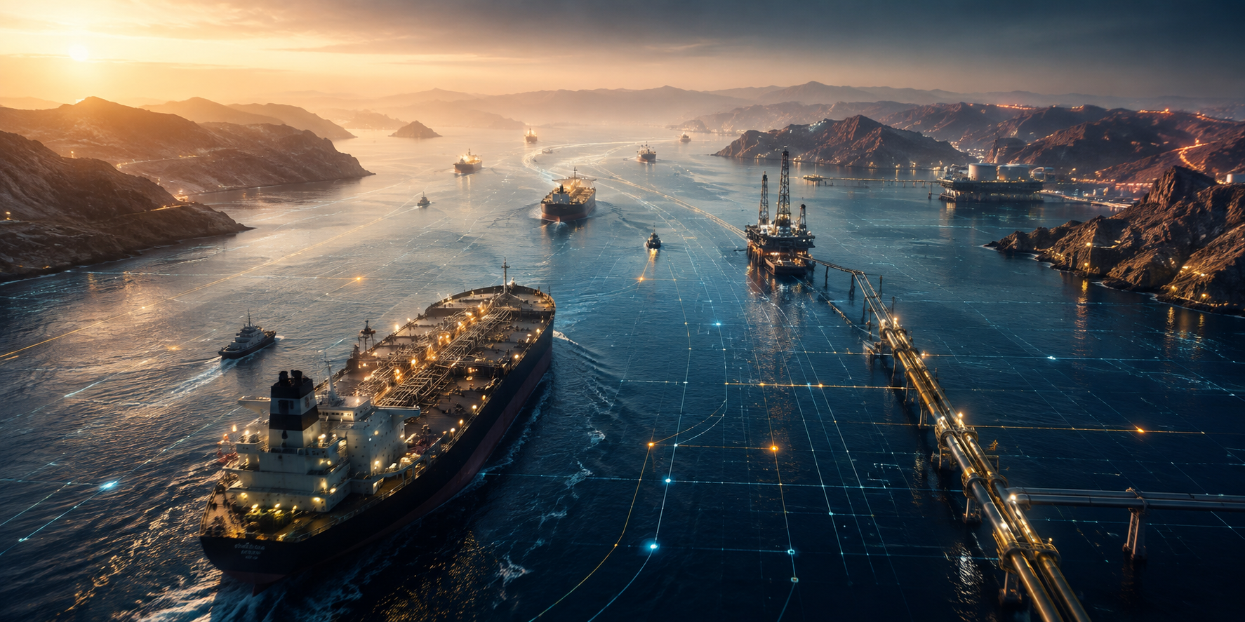 Tokenized oil shipping corridor through a strategic strait
